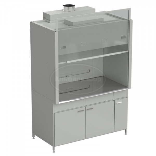 Шкаф вытяжной без подвода воды с ВЗБ светильником 1500х900х2145 мм, раб. поверхность - нержавеющая сталь