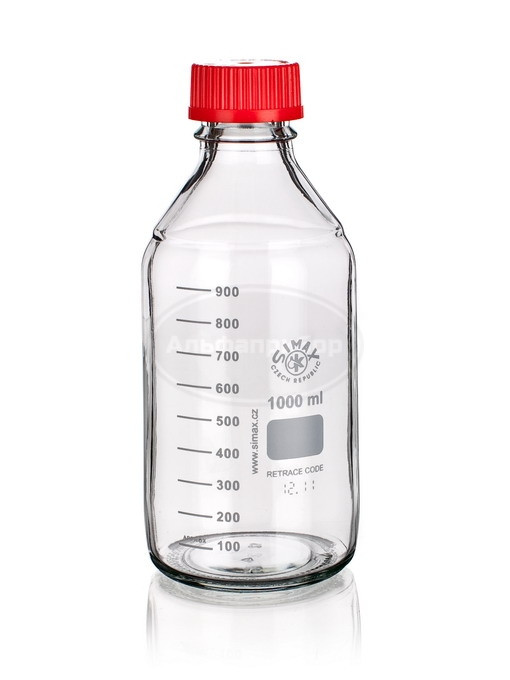 Банка для реактивов 10000мл GL 45 светлая красная крышка круглая, Simax