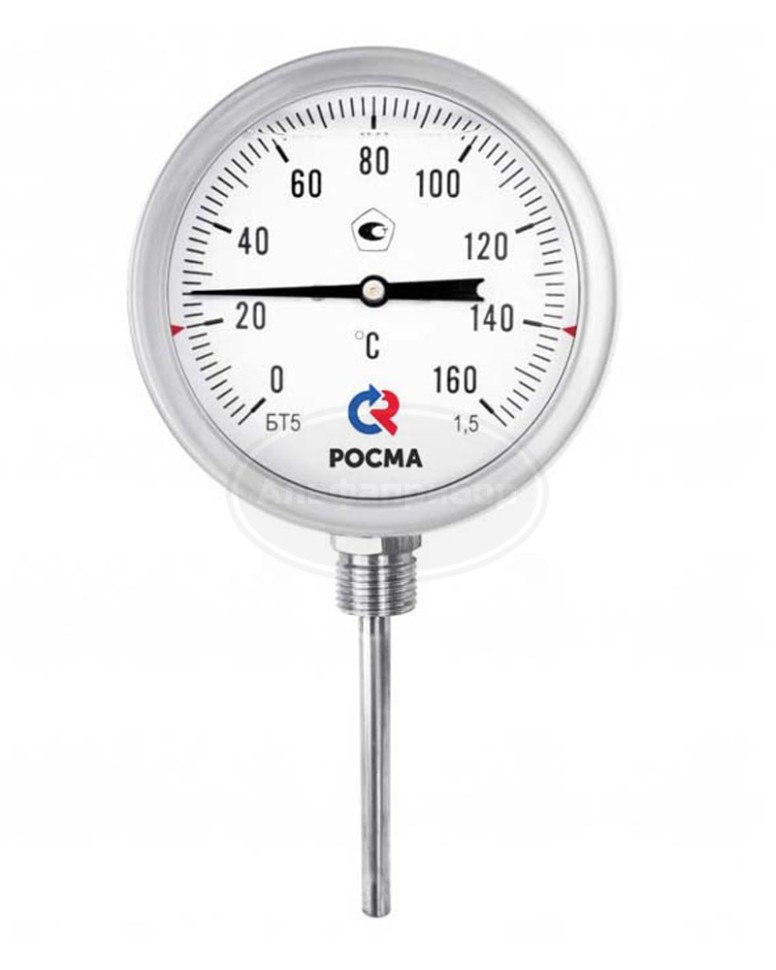 Термометр коррозионностойкий с возможностью гидрозаполнения силиконом (радиальное присоединение) БТ-52.220 ПН