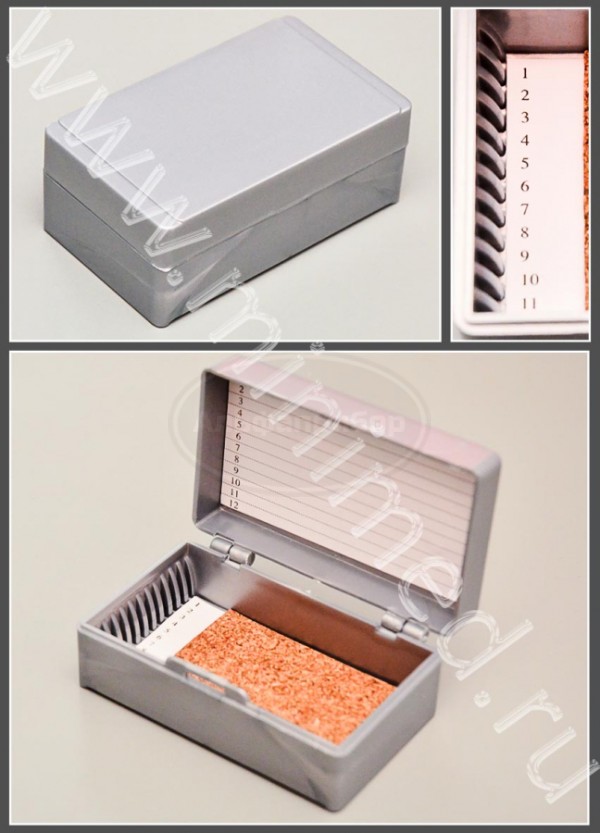 Штатив-бокс для хранения предметных стекол, п/с на 12шт