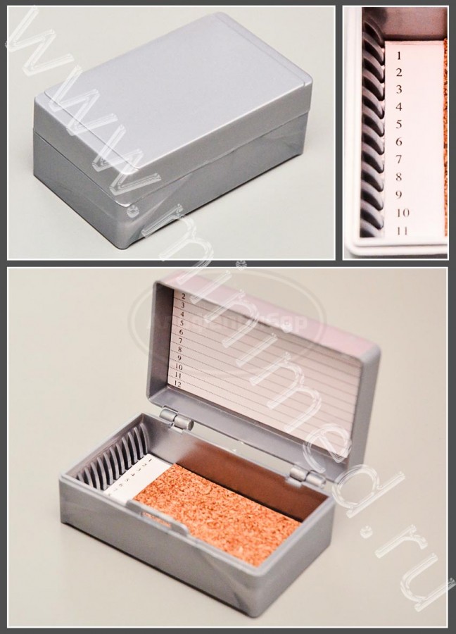 Штатив-бокс для хранения предметных стекол, п/с на 12шт